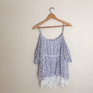 Skies Are Blue cold shoulder blouse, size L
